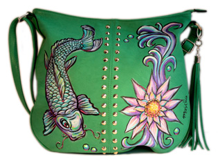 Plants: koi karpfen fisch seerose floral 
                    ornament tasche handtasche unikat bemalt malerei handbemalt von hand bemalt, 
                    bei klick wird lightbox gestartet